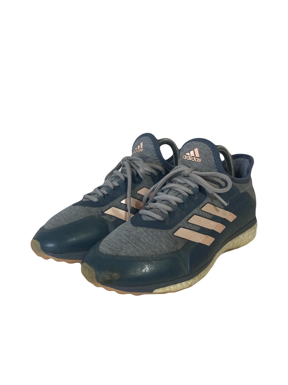ADIDAS Sneakers Women 7.5 Fabiela X Raw Steel Soccer Grey Rose-Gold 3-Stripe